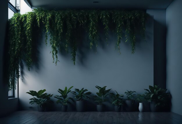 Plants on a wall with a white wall behind them