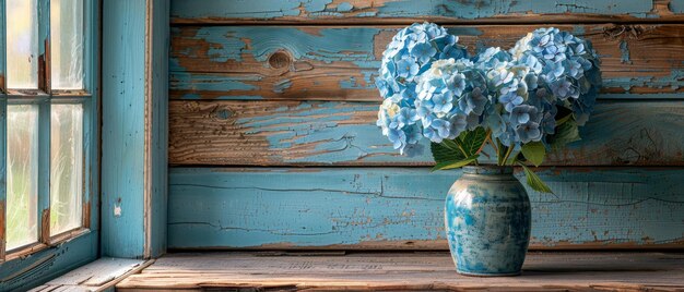 Photo plants with orchideas and photo frames on a rustic background of wooden planks and flowers