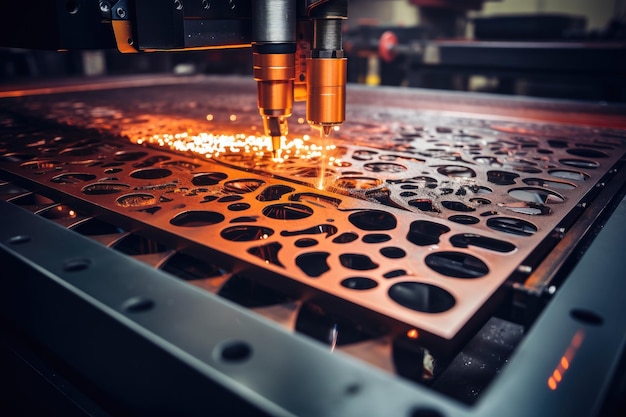 Foto taglio al plasma di lastre d'acciaio taglio laser cnc di metallo