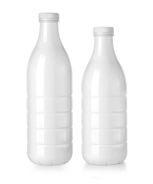 Plastc bottles with milk