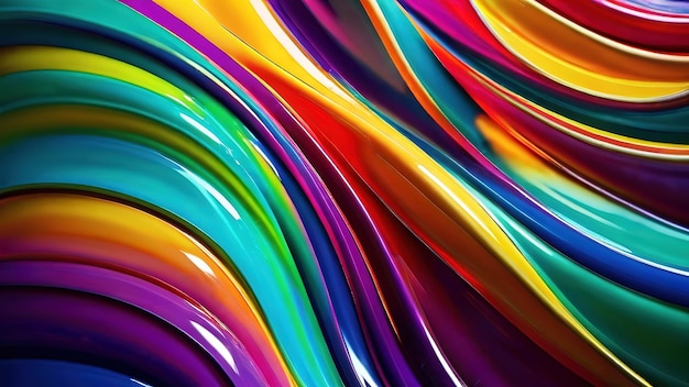 Фото Пластиковая 3d волновая текстура красочный фон с линиями и волнами внутри