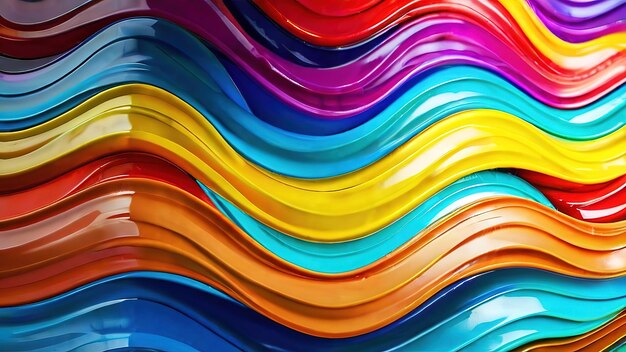 Plastic 3d wave texture colorful background with lines and waves inside