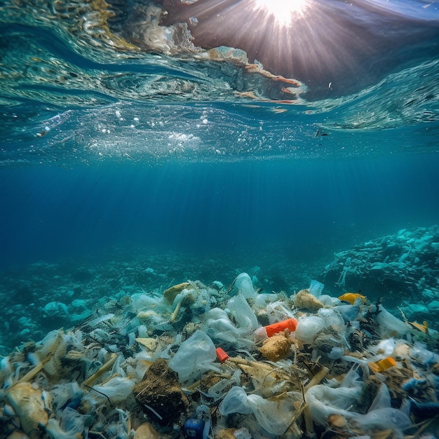 Plastic afval in de diepte van de oceaan