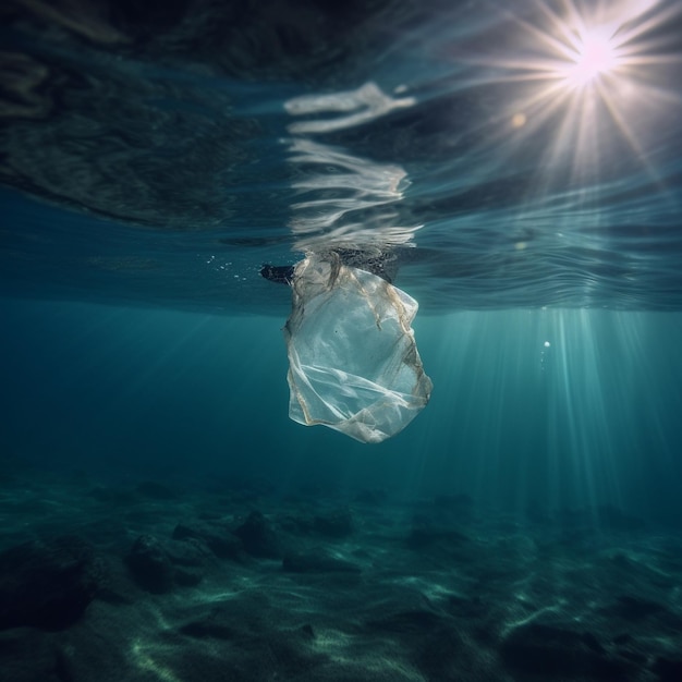Plastic afval in de diepte van de oceaan