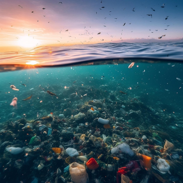 Plastic afval in de diepte van de oceaan