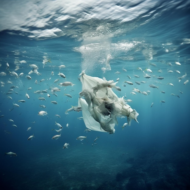 Plastic afval in de diepte van de oceaan