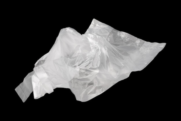 Plastic bag isolated on black background