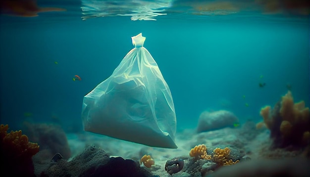 Пластиковый пакет под водой Генеративный ИИ