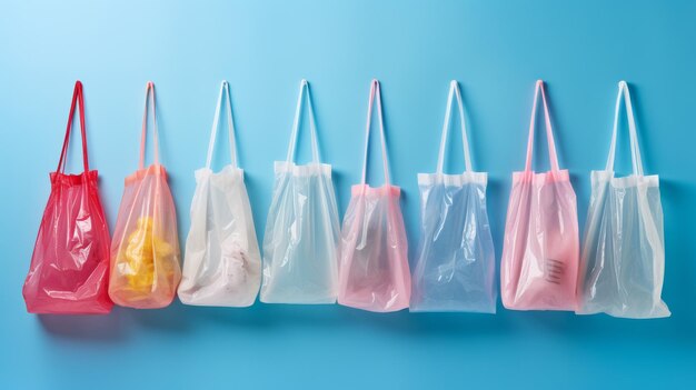 Plastic Bags Displayed on Solid Surface