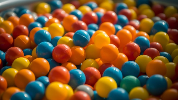 Пластиковые шарики наполняют детский бассейн