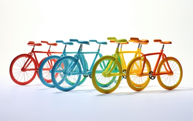 白い背景のプラスチックの自転車3D