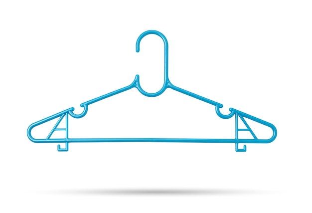 Photo plastic blue hanger on isolated white background