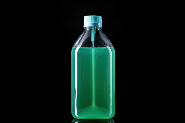 Plastic bottle for detergent cleaning agent iIsolated on black background