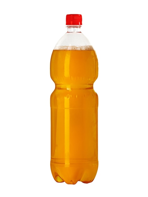 Plastic bottle of draught beer isolated on a white background Alcoholic refreshing drink