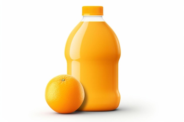 Plastic bottle of orange juice isolated on white with clipping path