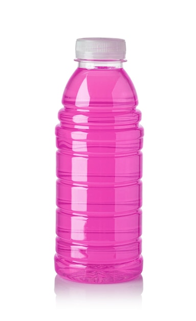 Plastic bottle of pink sweet water