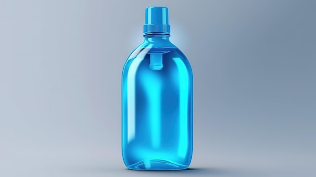 파란색 액체 비누가 분리된 플라스틱 병 밝은 색상 생성 ai
