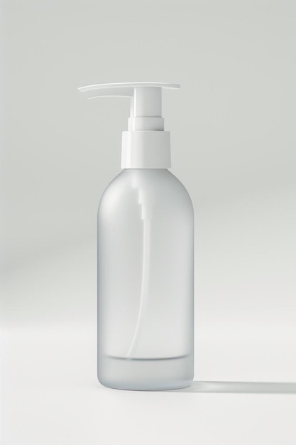 a plastic bottle with a pump on a white surface