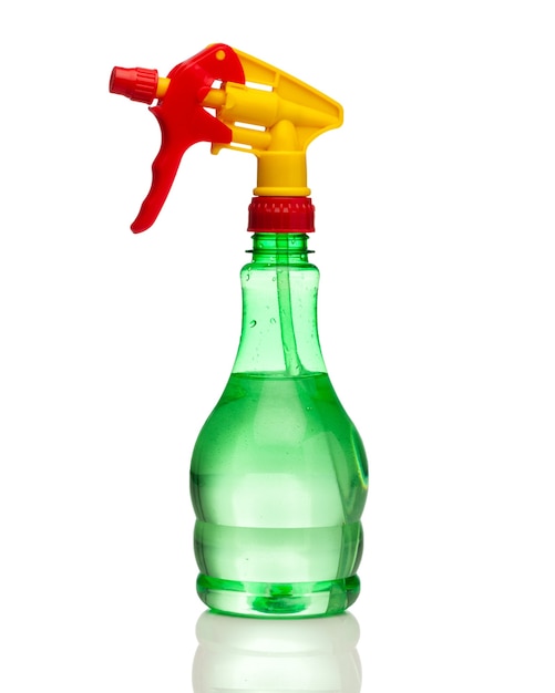 Plastic bottle with spray bottle in green