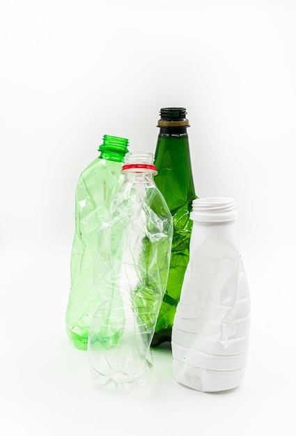 Plastic bottles isolated on white background