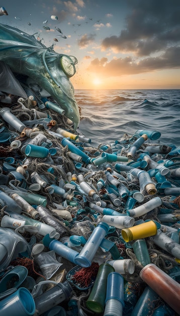 Foto inquinamento da rifiuti di bottiglie di plastica