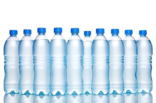 Photo plastic bottles of water isolated on white background