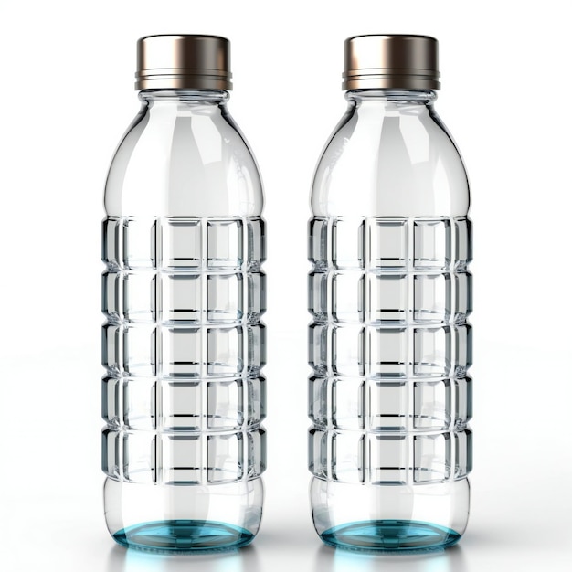 Plastic bottles of water on a white background