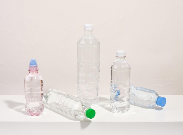 Plastic bottles with clean drinking water Thirst and the lack of clean water