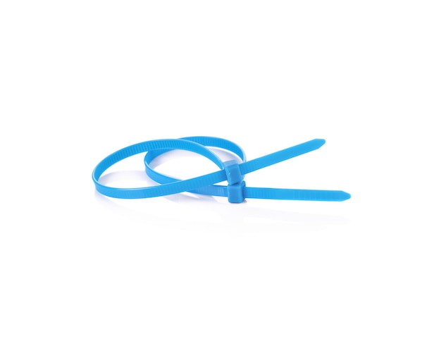 Plastic cable ties on a white background