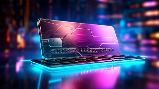 Plastic card on neon colors