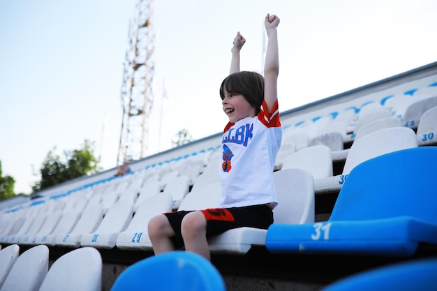 Plastic chairs in the stands of a sports stadium Cheer on the stands of the stadium