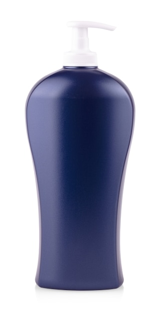 The Plastic Clean Blue Bottle With Dispenser On White