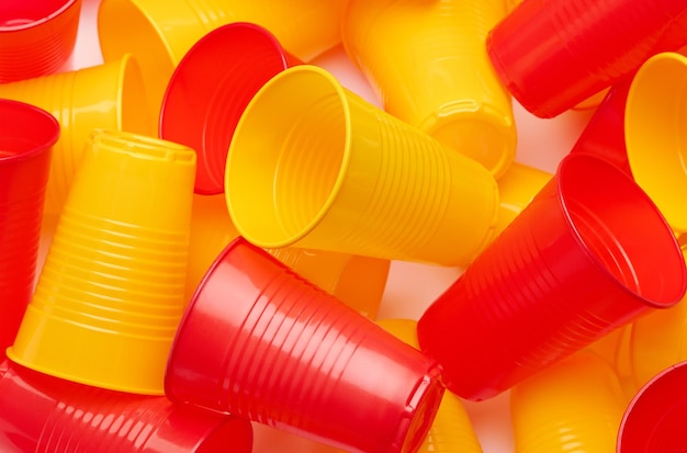 Plastic colored cup closeup