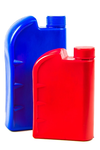 Plastic container for motor oil isolated Car oil bottle Clipping path