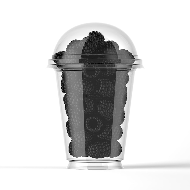 ブラックベリーの入ったプラスチック容器