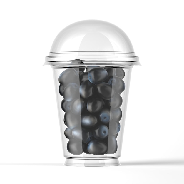 Plastic cup with black olive