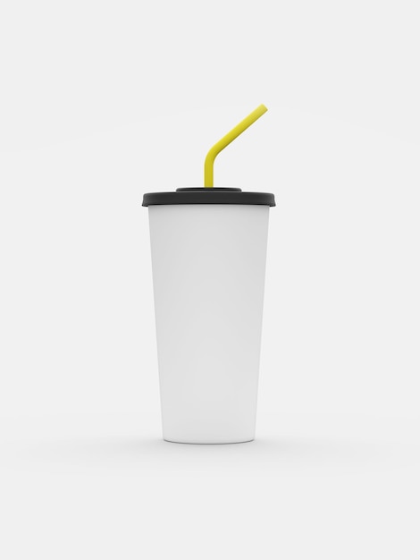 plastic cup with straw 3d render
