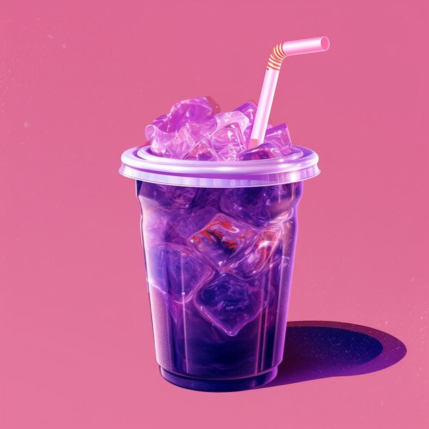 Photo a plastic cup with a straw and a straw in it