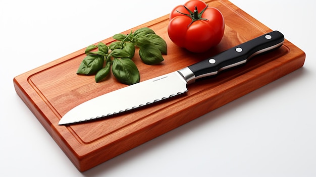 Plastic Cutting board and a Cleaver on it isolated on white background