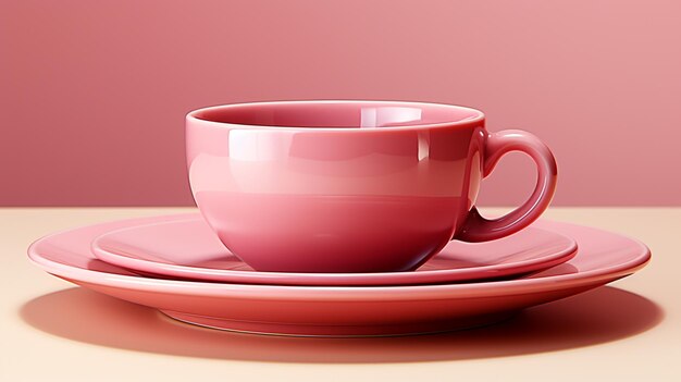 Plastic Dinner Set on the pink background