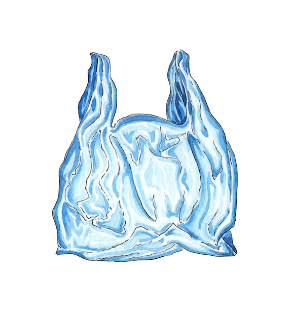 Plastic disposable bag watercolor