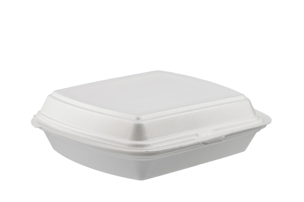 plastic disposable food storage container, insulated on a white background