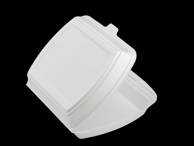 Photo plastic disposable food storage container insulated on a white background