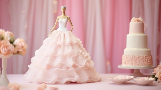 Plastic doll pink wedding