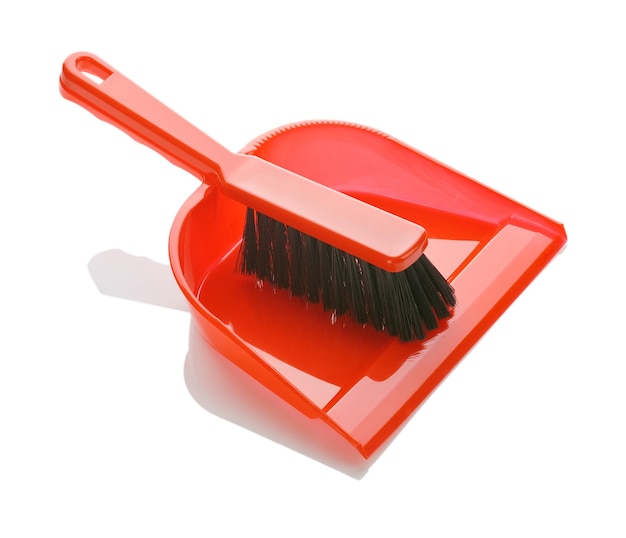 Photo plastic dustpan with brush on it