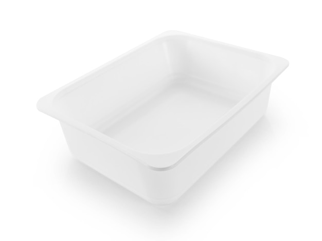 Photo plastic empty bowl on white background