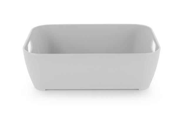 Plastic empty bowl on white background