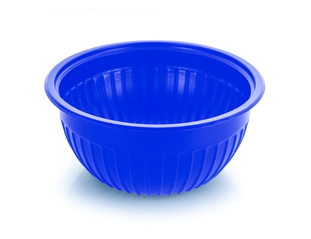 Plastic empty bowl on white