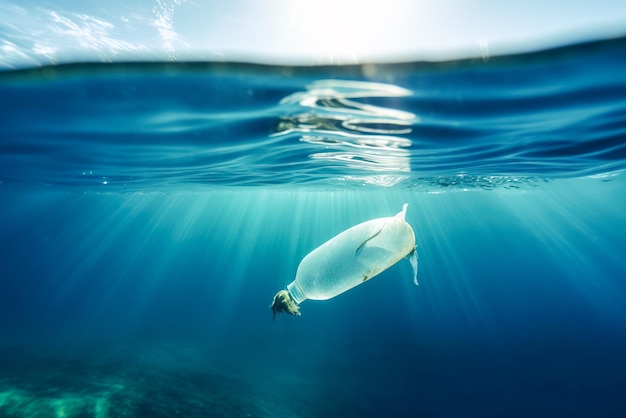 Plastic fles in de zee Generatieve AI