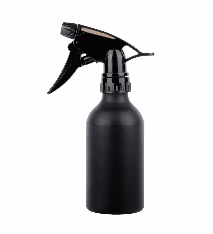 Plastic fles voor vloeibare spray, kleur zwart